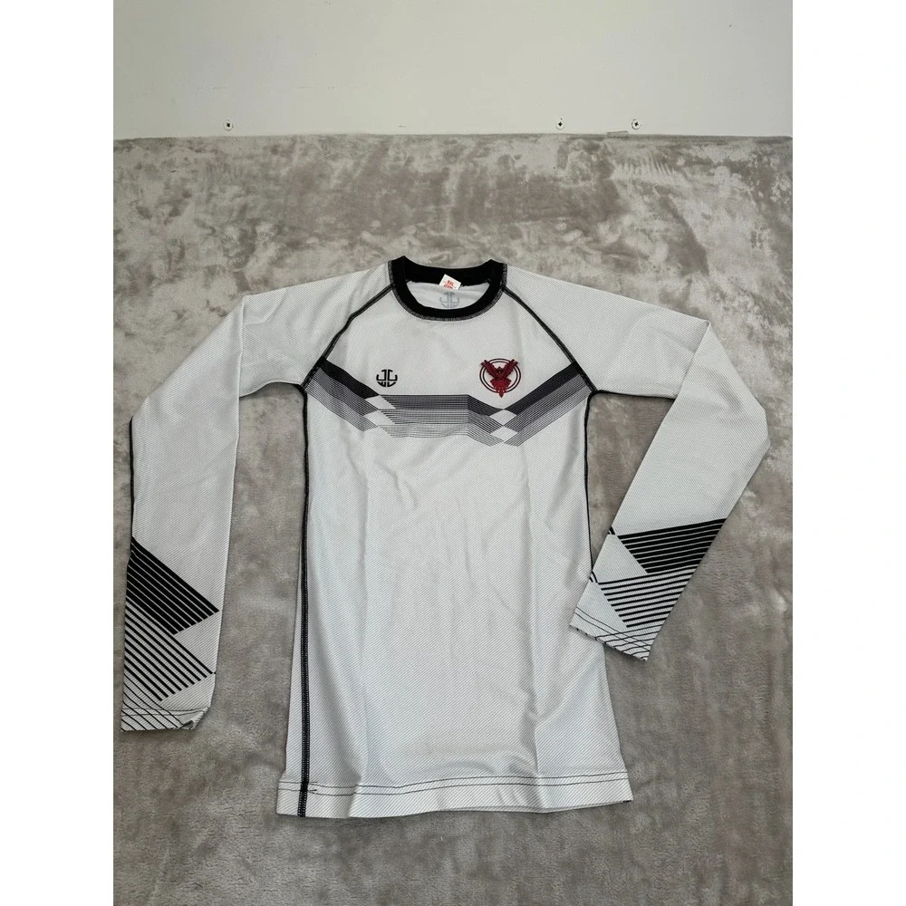 Jiu Jitsu BJJ Rash Guard Kids Size KXL White Gray Long Sleeve Red Phoenix NWOT
